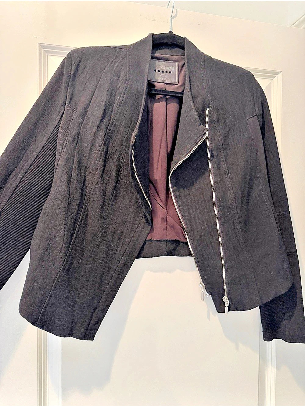 BLANKNYC Moto Jacket with Ribbed Sleeves Women'Small Moto Jacket in